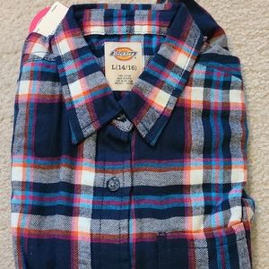 Dickies Girls Long Sleeve Flannel Shirt L 14/16 ne